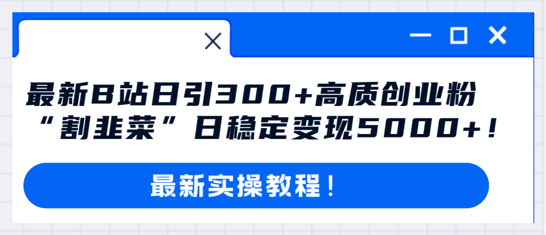 （8216期）最新B站日引300+高质创业粉教程！“割韭菜”日稳定变现5000+！-云库资源