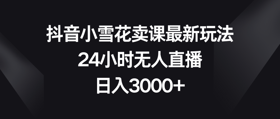 （8322期）抖音小雪花卖课最新玩法，24小时无人直播，日入3000+-云库资源