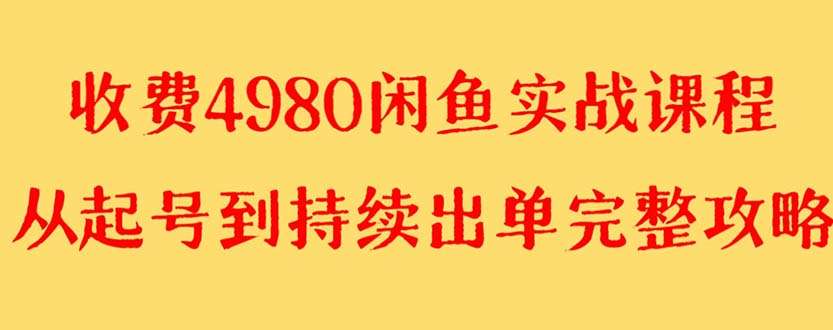 （8359期）外面收费4980闲鱼无货源实战教程 单号4000+-云库资源