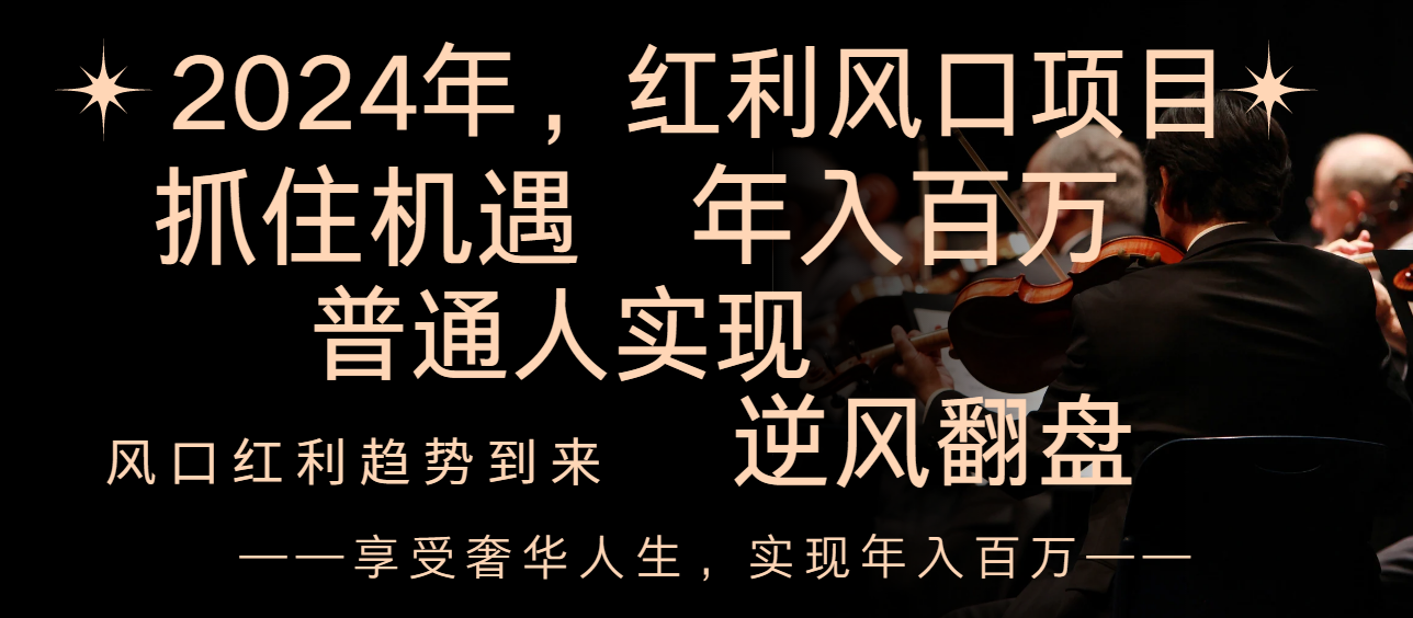 （8418期）2024红利风口项目来袭，享受第一波红利，逆风翻盘普通人也能实现，年入百万-云库资源