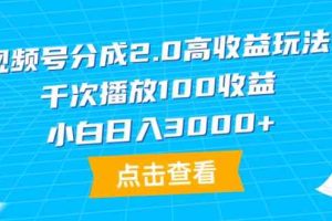 （9716期）视频号分成2.0高收益玩法，千次播放100收益，小白日入3000+-云库资源