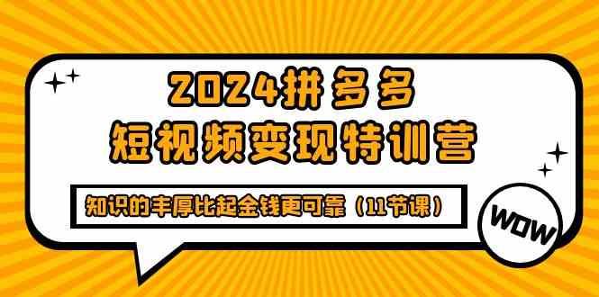 （9817期）2024拼多多短视频变现特训营，知识的丰厚比起金钱更可靠（11节课）-云库资源