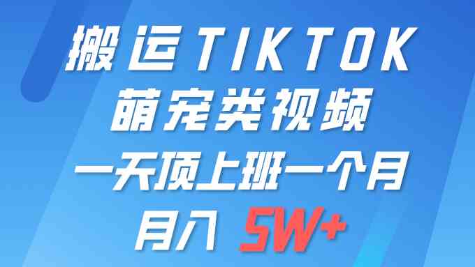 （9931期）一键搬运TIKTOK萌宠类视频 一部手机即可操作 所有平台均可发布 轻松月入5W+-云库资源