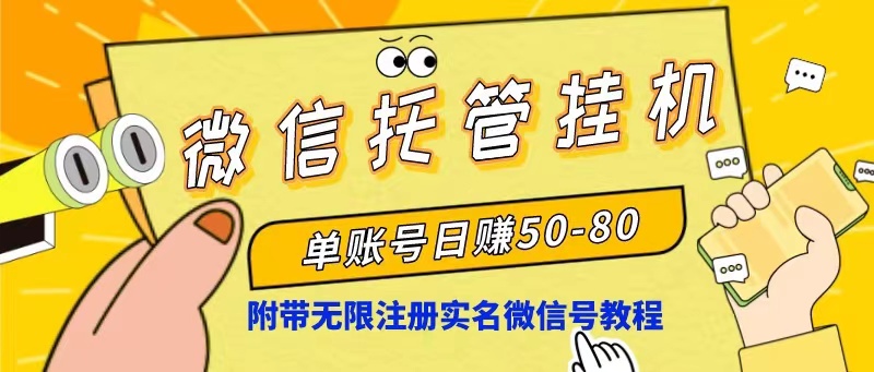 （10217期）微信托管挂机，单号日赚50-80，项目操作简单（附无限注册实名微信号教程）-云库资源