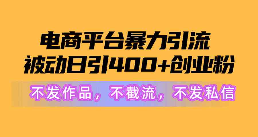（10168期）电商平台暴力引流,被动日引400+创业粉不发作品，不截流，不发私信-云库资源