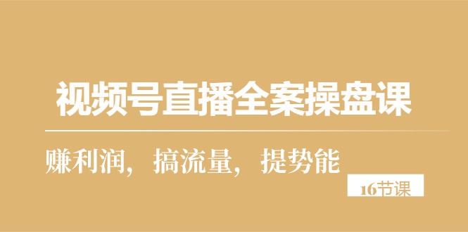 （10207期）视频号直播全案操盘课，赚利润，搞流量，提势能（16节课）-云库资源
