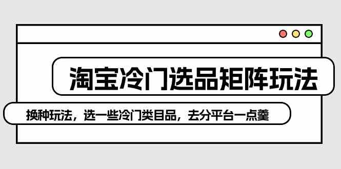 （10159期）淘宝冷门选品矩阵玩法：换种玩法，选一些冷门类目品，去分平台一点羹-云库资源