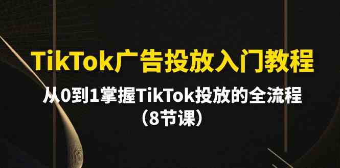 （10085期）TikTok广告投放入门教程，从0到1掌握TikTok投放的全流程（8节课）-云库资源