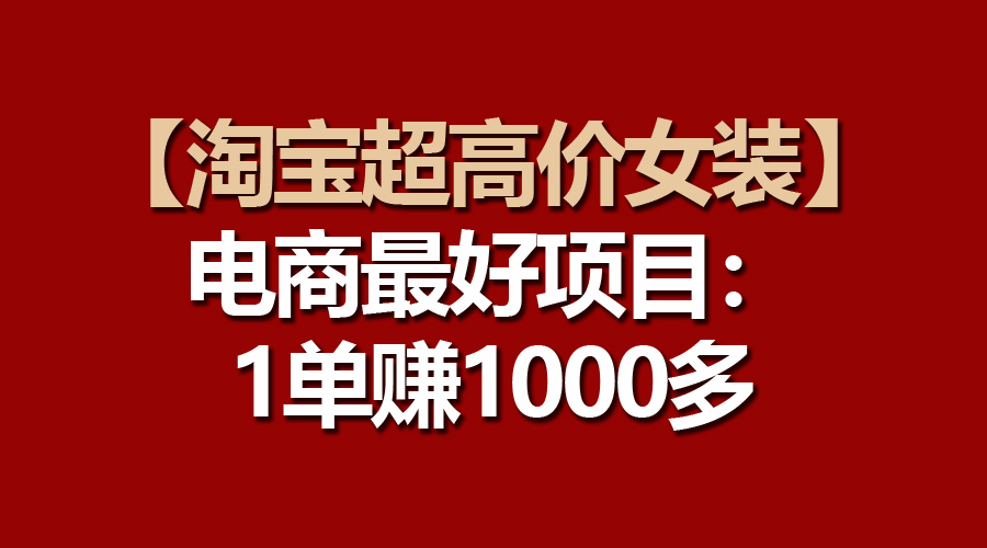 （10514期）【淘宝超高价女装】电商最好项目：一单赚1000多-云库资源