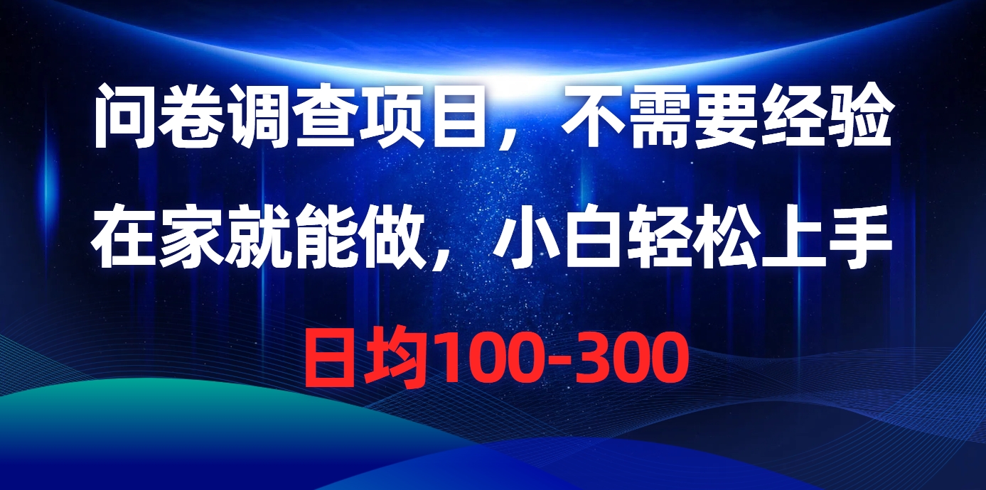 （10402期）问卷调查项目，不需要经验，在家就能做，小白轻松上手，日均100-300-云库资源