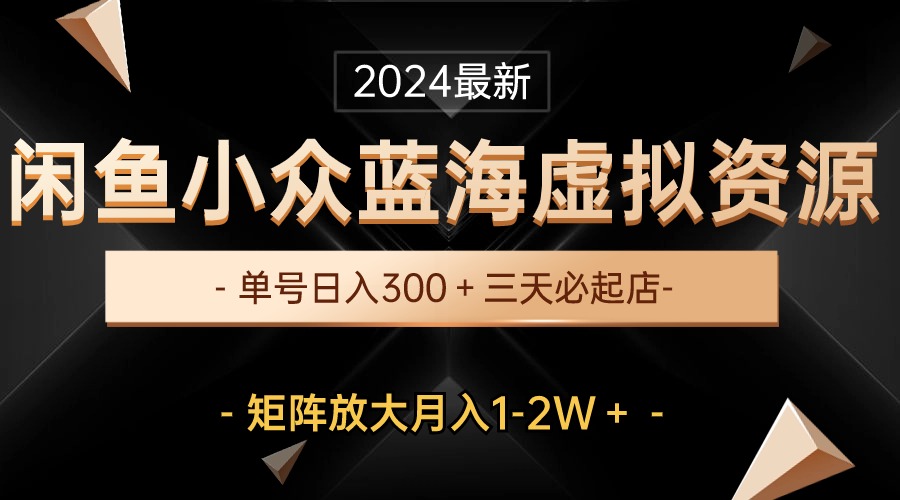 （10336期）最新闲鱼小众蓝海虚拟资源，单号日入300＋，三天必起店，矩阵放大月入1-2W-云库资源