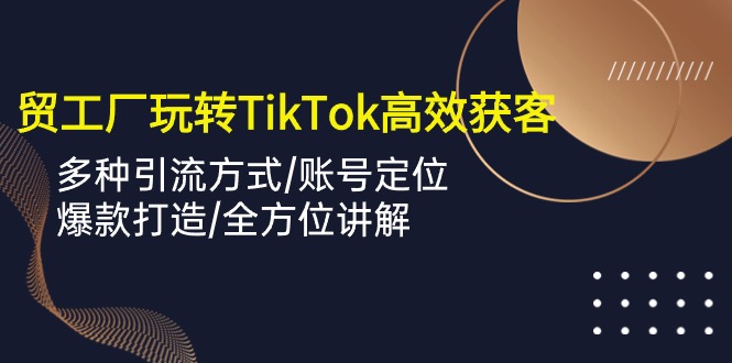 （10302期）外贸工厂玩转TikTok高效获客，多种引流方式/账号定位/爆款打造/全方位讲解-云库资源