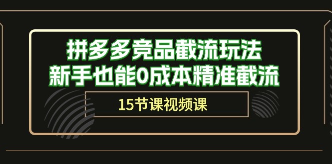 （10301期）拼多多竞品截流玩法，新手也能0成本精准截流（15节课）-云库资源