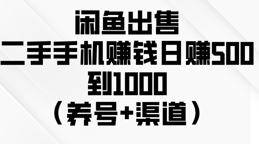 （10269期）闲鱼出售二手手机赚钱，日赚500到1000（养号+渠道）-云库资源