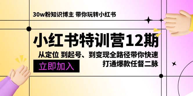 （10666期）小红书特训营12期：从定位 到起号、到变现全路径带你快速打通爆款任督二脉-云库资源