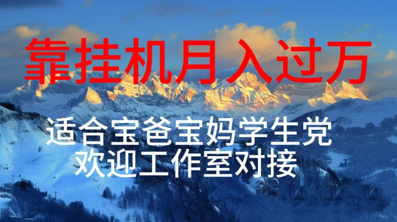 （10714期）每天躺着日入几百挂机项目，适合宝爸宝妈学生党工作室对接-云库资源