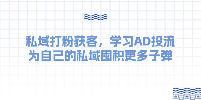 （10728期）某收费课：私域打粉获客，学习AD投流，为自己的私域囤积更多子弹-云库资源