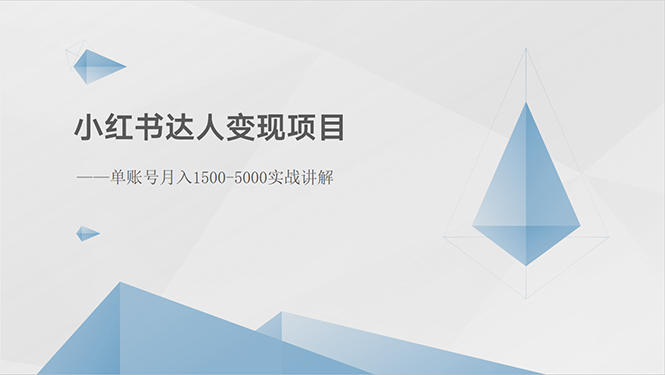 （10720期）小红书达人变现项目：单账号月入1500-3000实战讲解-云库资源