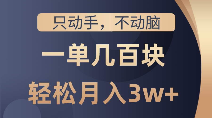 （10561期）只动手不动脑，一单几百块，轻松月入3w+，看完就能直接操作，详细教程-云库资源
