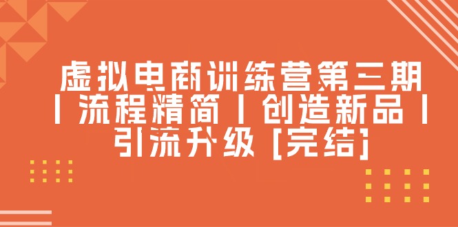 （10960期）虚拟电商训练营第三期丨流程精简丨创造新品丨引流升级 [完结]-云库资源