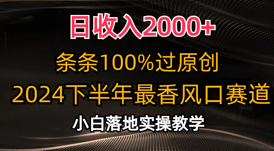 （10951期）日收入2000+，条条100%过原创，2024下半年最香风口赛道，小白轻松上手-云库资源