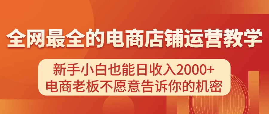 （11266期）电商店铺运营教学，新手小白也能日收入2000+，电商老板不愿意告诉你的机密-云库资源