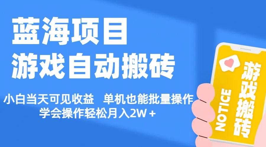（11265期）【蓝海项目】游戏自动搬砖 小白当天可见收益 单机也能批量操作 学会操…-云库资源