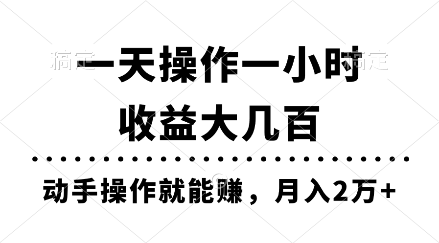 （11263期）一天操作一小时，收益大几百，动手操作就能赚，月入2万+教学-云库资源