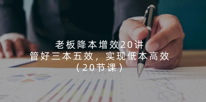 （11238期）老板 降本增效20讲，管好 三本五效，实现低本高效（20节课）-云库资源