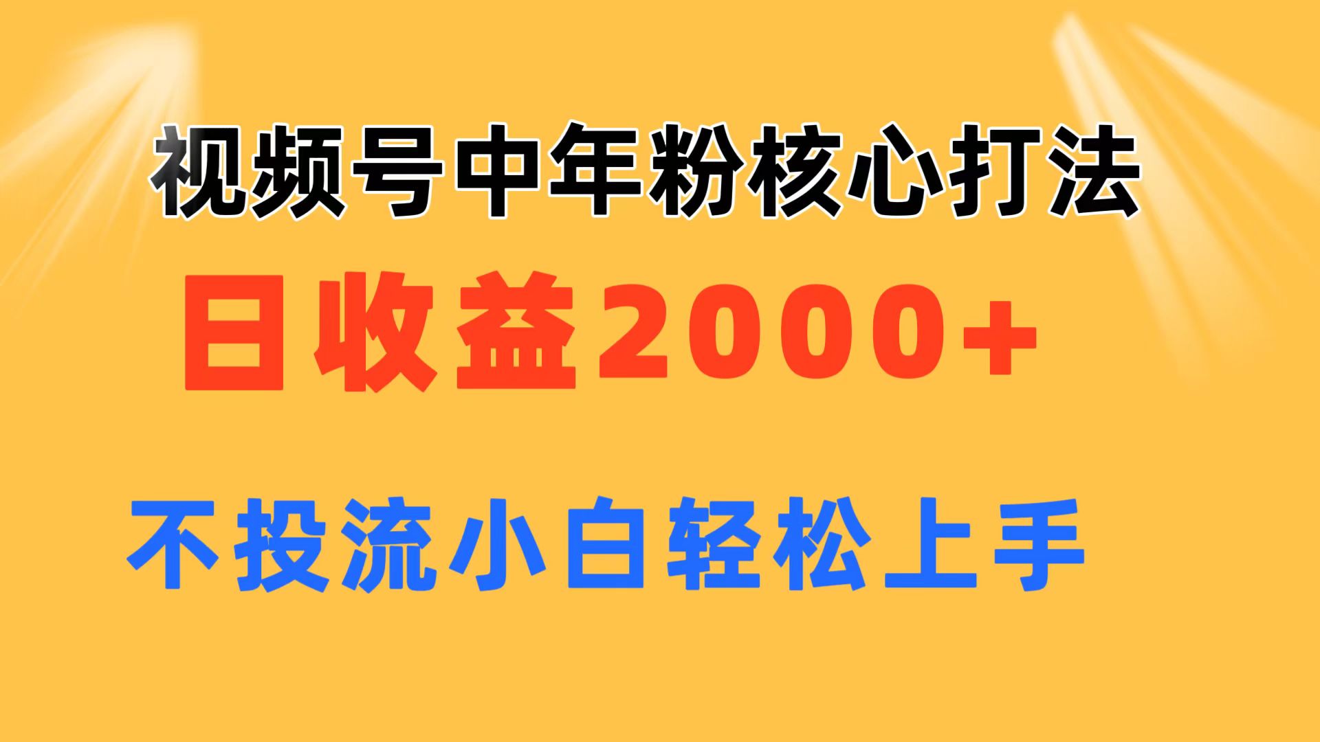 （11205期）视频号中年粉核心玩法 日收益2000+ 不投流小白轻松上手-云库资源