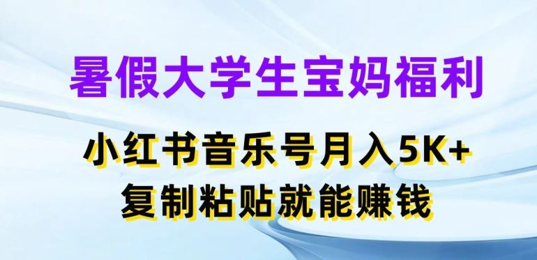 暑假大学生宝妈福利，小红书音乐号月入5000+，复制粘贴就能赚钱【揭秘】-云库资源