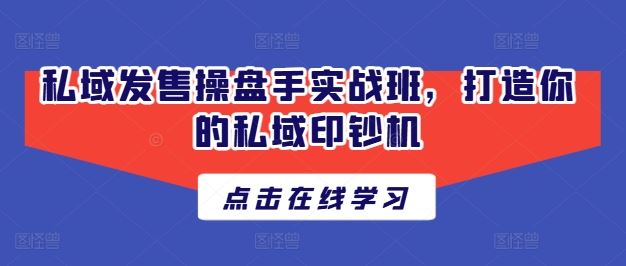 私域发售操盘手实战班，打造你的私域印钞机-云库资源