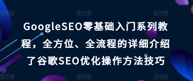 GoogleSEO零基础入门系列教程，全方位、全流程的详细介绍了谷歌SEO优化操作方法技巧-云库资源