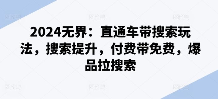 2024无界：直通车带搜索玩法，搜索提升，付费带免费，爆品拉搜索-云库资源