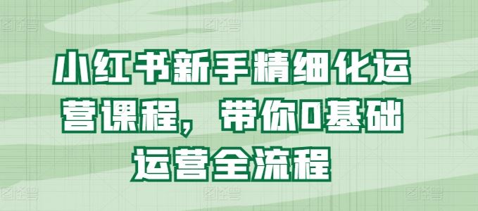 小红书新手精细化运营课程，带你0基础运营全流程-云库资源