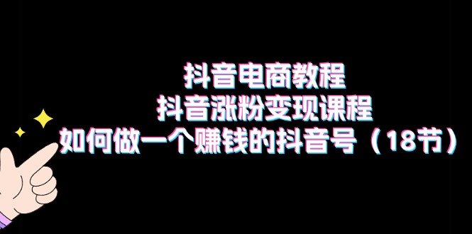 （11436期）抖音电商教程：抖音涨粉变现课程：如何做一个赚钱的抖音号（18节）-云库资源