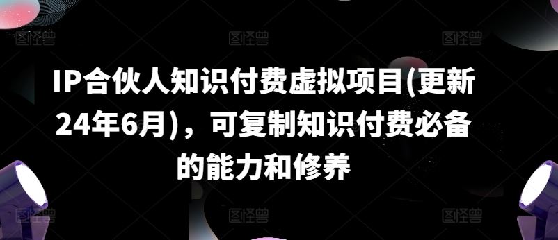 IP合伙人知识付费虚拟项目(更新24年6月)，可复制知识付费必备的能力和修养-云库资源