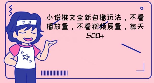 小说推文全新自撸玩法，不看播放量，不看视频质量，每天500+【揭秘】-云库资源