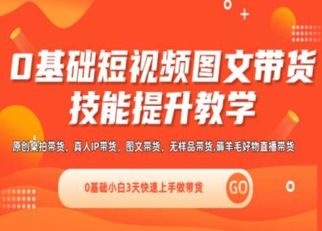0基础短视频图文带货实操技能提升教学(直播课+视频课),0基础小白3天快速上手做带货-云库资源