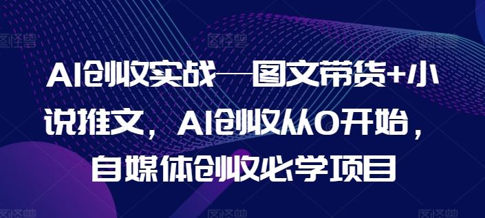 AI创收实战—图文带货+小说推文，AI创收从0开始，自媒体创收必学项目-云库资源