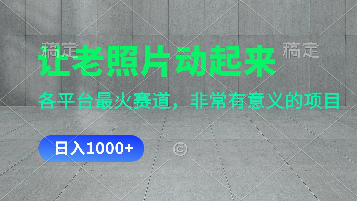 （11671期）让老照片动起来，一天变现1000+，各平台最火赛道，看完就会-云库资源