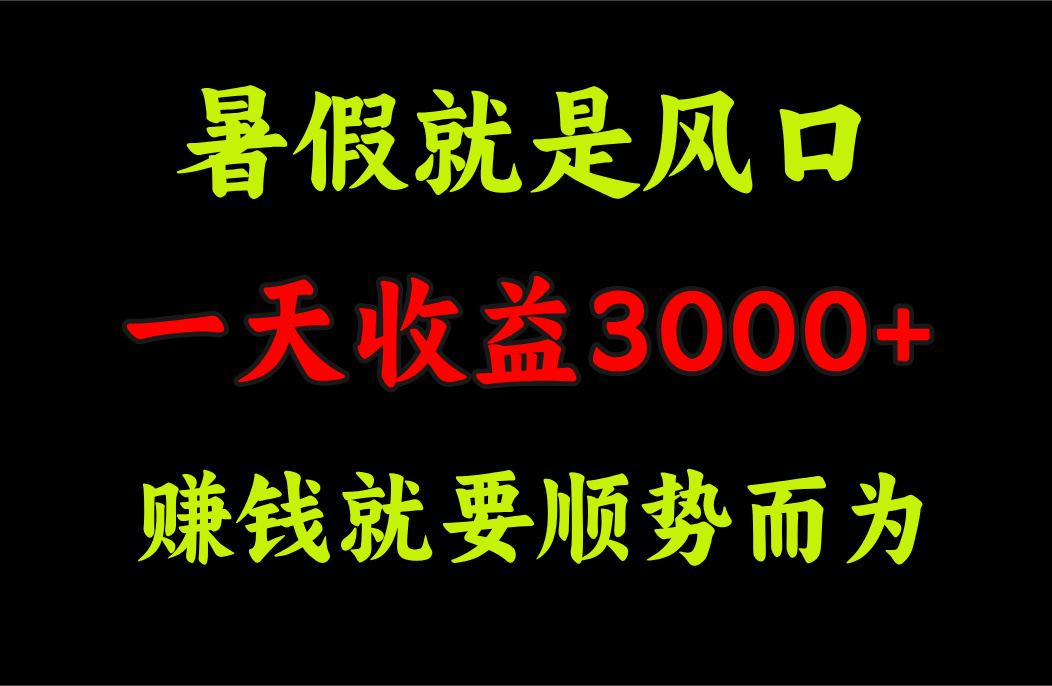 （11670期）一天收益3000+ 赚钱就是顺势而为，暑假就是风口-云库资源
