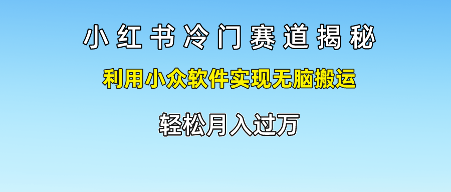 小红书冷门赛道揭秘,利用小众软件实现无脑搬运，轻松月入过万-云库资源