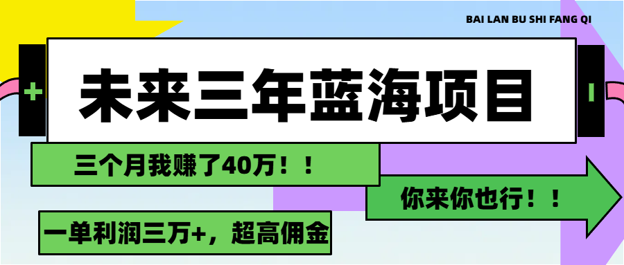 （11716期）未来三年，蓝海赛道，月入3万+-云库资源
