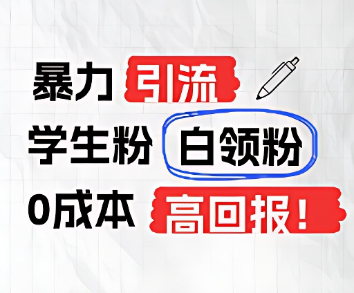 暴力引流学生粉白领粉，吊打以往垃圾玩法，0成本，高回报-云库资源