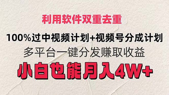 （11862期）利用软件双重去重，100%过中视频+视频号分成计划小白也可以月入4W+-云库资源