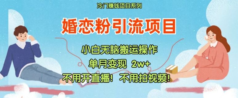 小红书婚恋粉引流，不用开直播，不用拍视频，不用做交付【揭秘】-云库资源