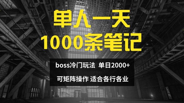 单人一天1000条笔记，日入2000+，BOSS直聘的正确玩法【揭秘】-云库资源