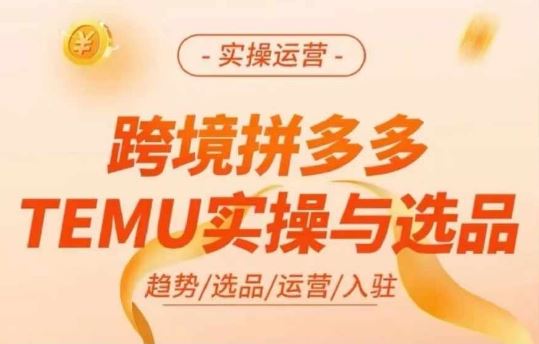 跨境拼多多TEMU实操与选品，多多temu跨境选品运营实操-云库资源