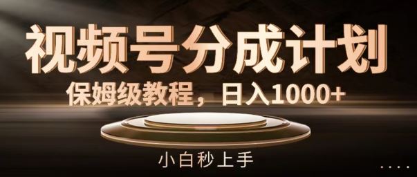 视频号分成计划保姆级教程，日入1K，小白秒上手【揭秘】-云库资源